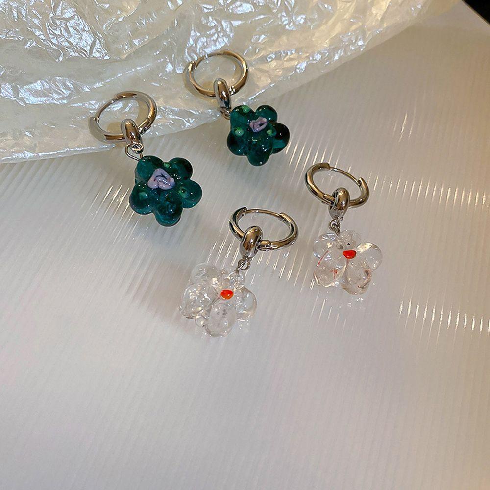 Bông Tai Dáng Dài Trong Suốt Phong Cách Retro Thanh Lịch Cho Nữ