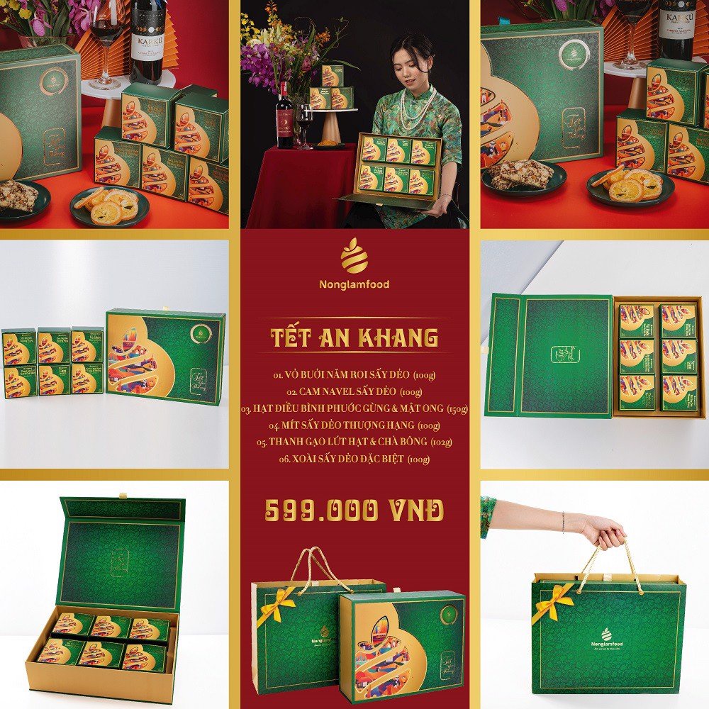 Hộp quà Tết An Khang Nonglamfood cao cấp hoa quả sấy, hạt dinh dưỡng, ngũ cốc tặng gia đình, cơ quan | BigBuy360 - bigbuy360.vn