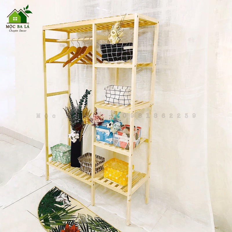 Kệ Double Hanger - Kệ Treo Quần Áo 2 Ngăn Đa Năng Gỗ Thông Cao Cấp