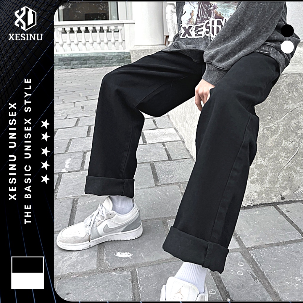 Quần Jeans Baggy Suông Đen Nam XESINU