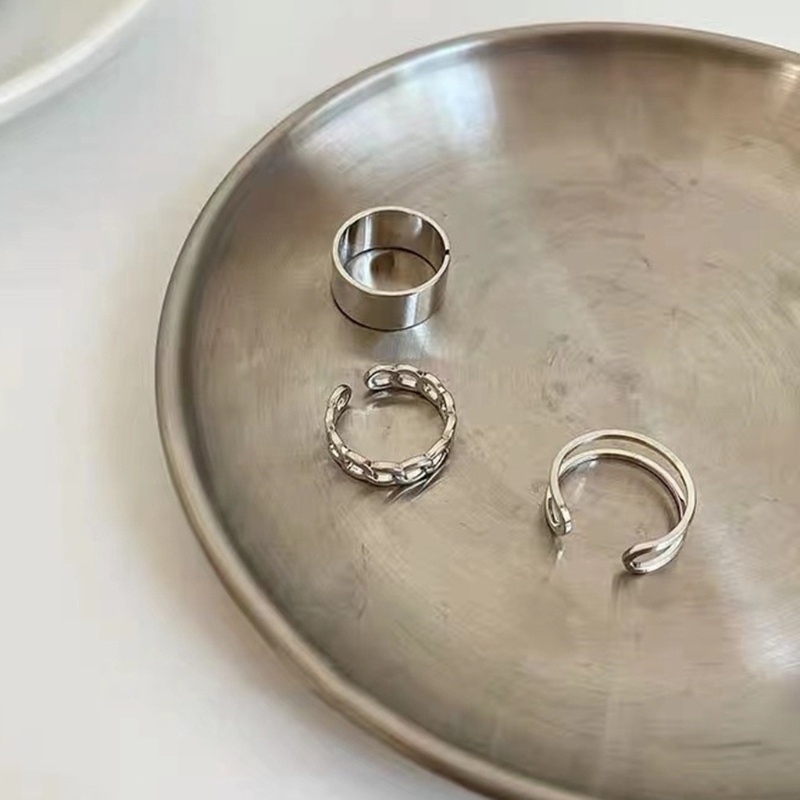 Set 3 nhẫn đeo ngón tay bằng thép titan màu sắc thời trang cho nữ