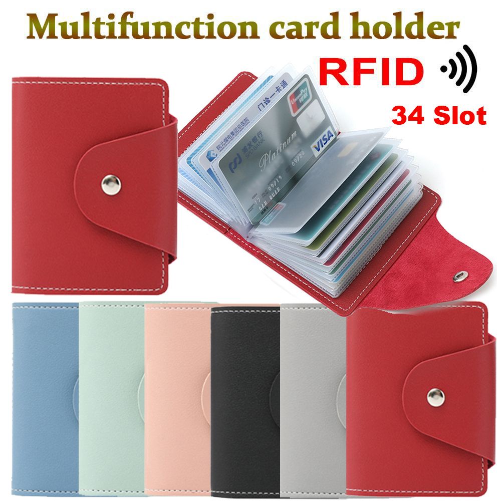 Ví da PU 34 ngăn đựng thẻ tín dụng RFID đa năng MIHAN1