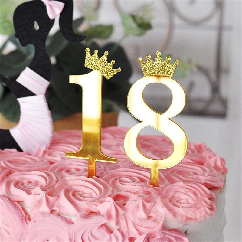 Topper Trang Trí Bánh Kem Hình Số Từ Chữ Happy Birthday 0-9 Bằng Acrylic Màu Vàng Và Bạc Thiết Kế Số 2023