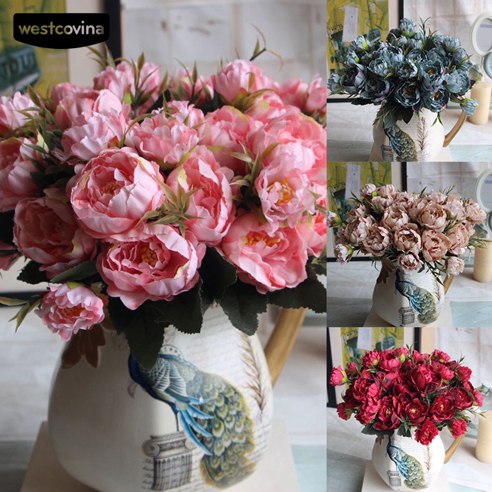 Bó Hoa Mẫu Đơn Giả Bằng Lụa Dùng Trang Trí