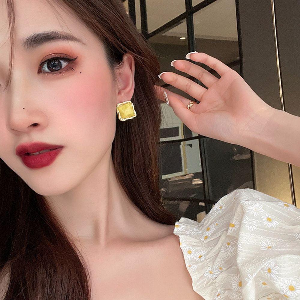 Bông Tai Hình Vuông Bằng Acrylic Phong Cách Retro Tinh Tế Thời Trang