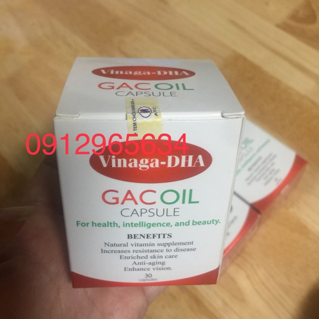 Dầu gấc Vinaga DHA xuất khẩu hàm lượng cao tiêu chuẩn quốc tế giúp sáng mắt đẹp da hiệu quả (30 viên)