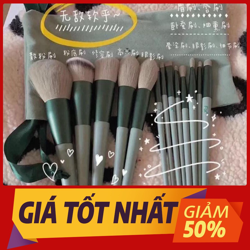 [Sale toàn shop] Bộ cọ trang điểm xanh 13 chi tiết
