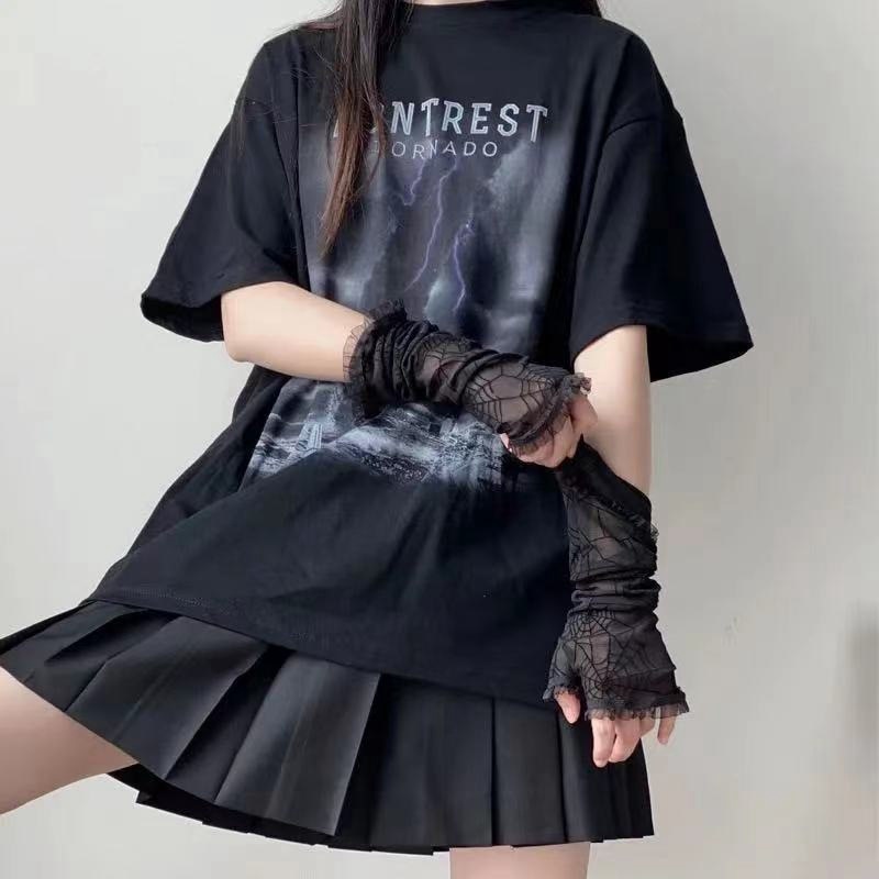 Găng Tay Ren Ngắn Chống Tia UV Họa Tiết Mạng Nhện Thời Trang Quyến Rũ Cho Nữ