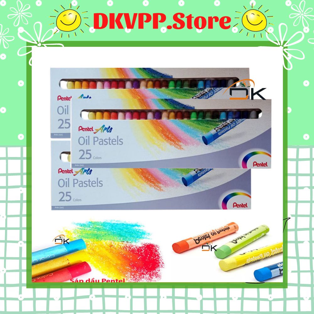 Sáp dầu Pentel 25 màu PHN-25AS/Bút màu cao cấp - DKVPP.Store, Sáp Nhật tô màu vẽ tranh đẹp, An toàn và không độc hại