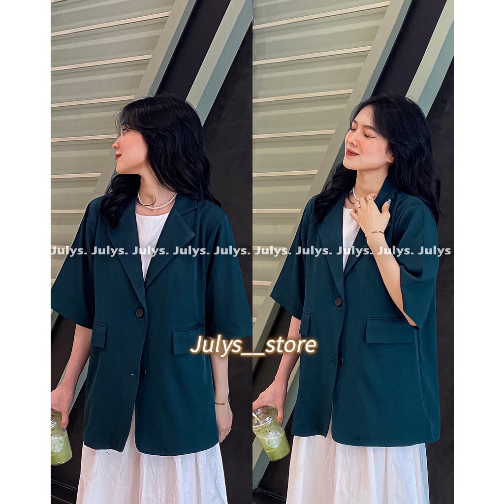Áo blazer tay cộc 1 lớp nắp túi Julys (ảnh thật kèm video)