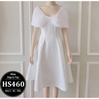 Đầm bigsize nữ dập li thiết kế dáng xòe dự tiệc sang chảnh HS460 - Màu trắng đen - size 55-90kg L XL XXL