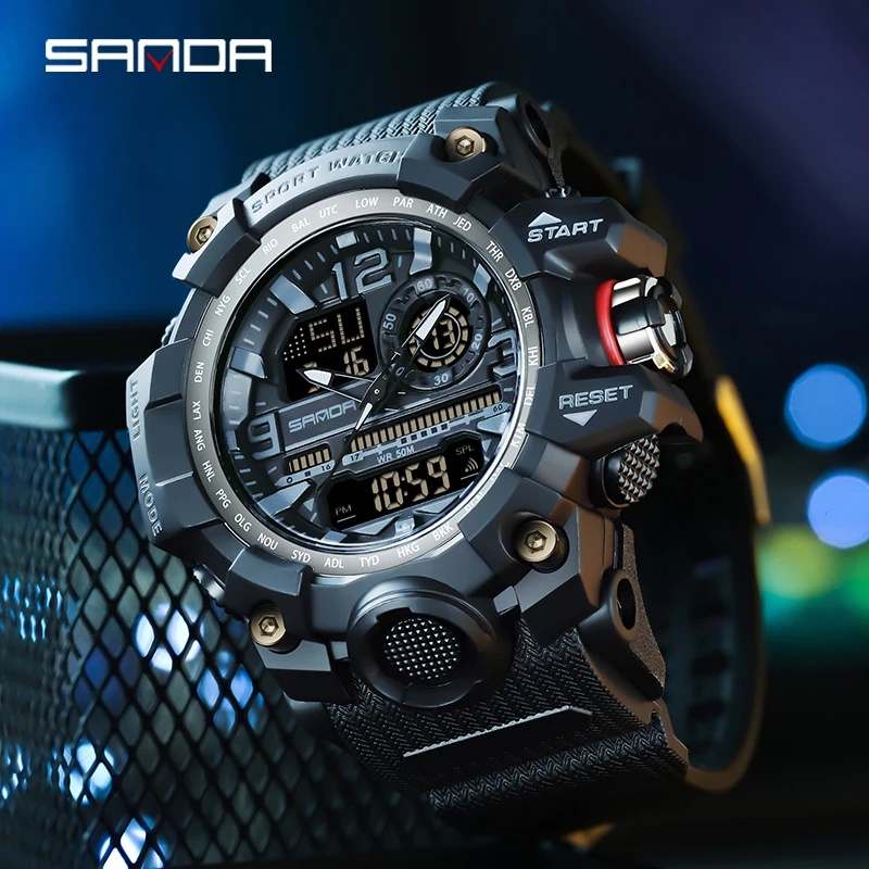 Đồng Hồ Quartz Điện Tử SANDA 2022 G Chống Thấm Nước 50M Phong Cách Quân Đội 3133