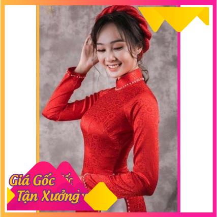 Áo dài cô dâu gấm tơ đẹp