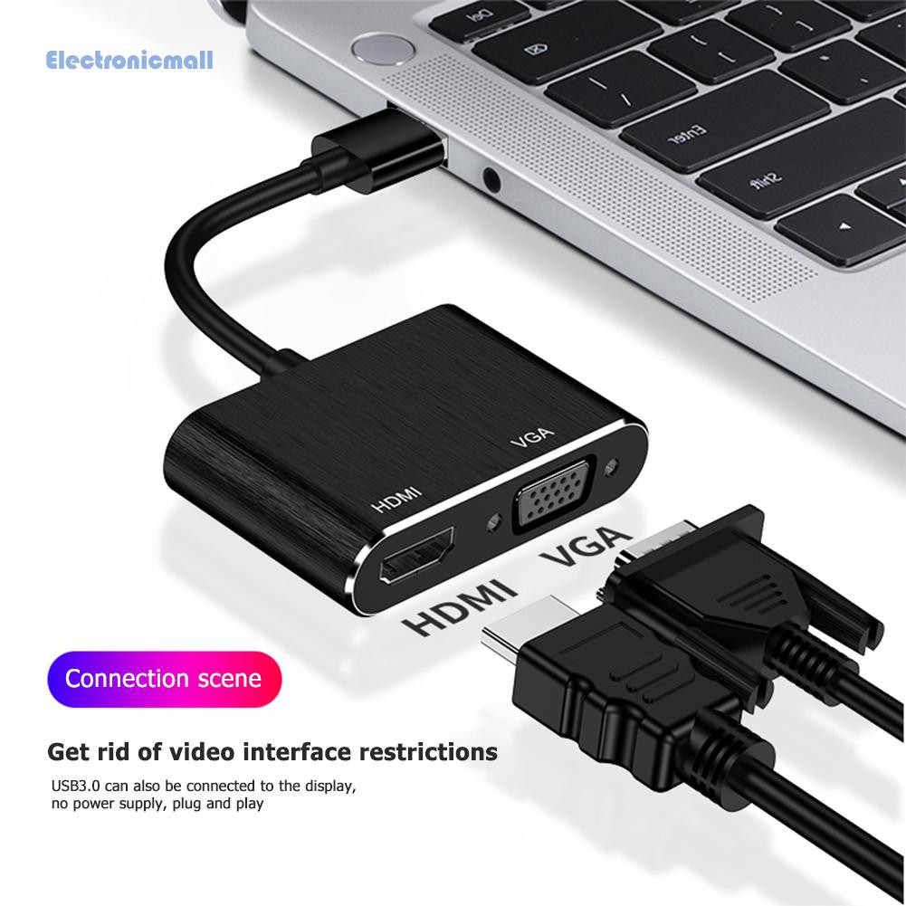 Đầu Chuyển Đổi Usb 3.0 Sang Hdmi Vga 2 Trong 1 1080p Cho Màn Hình Laptop