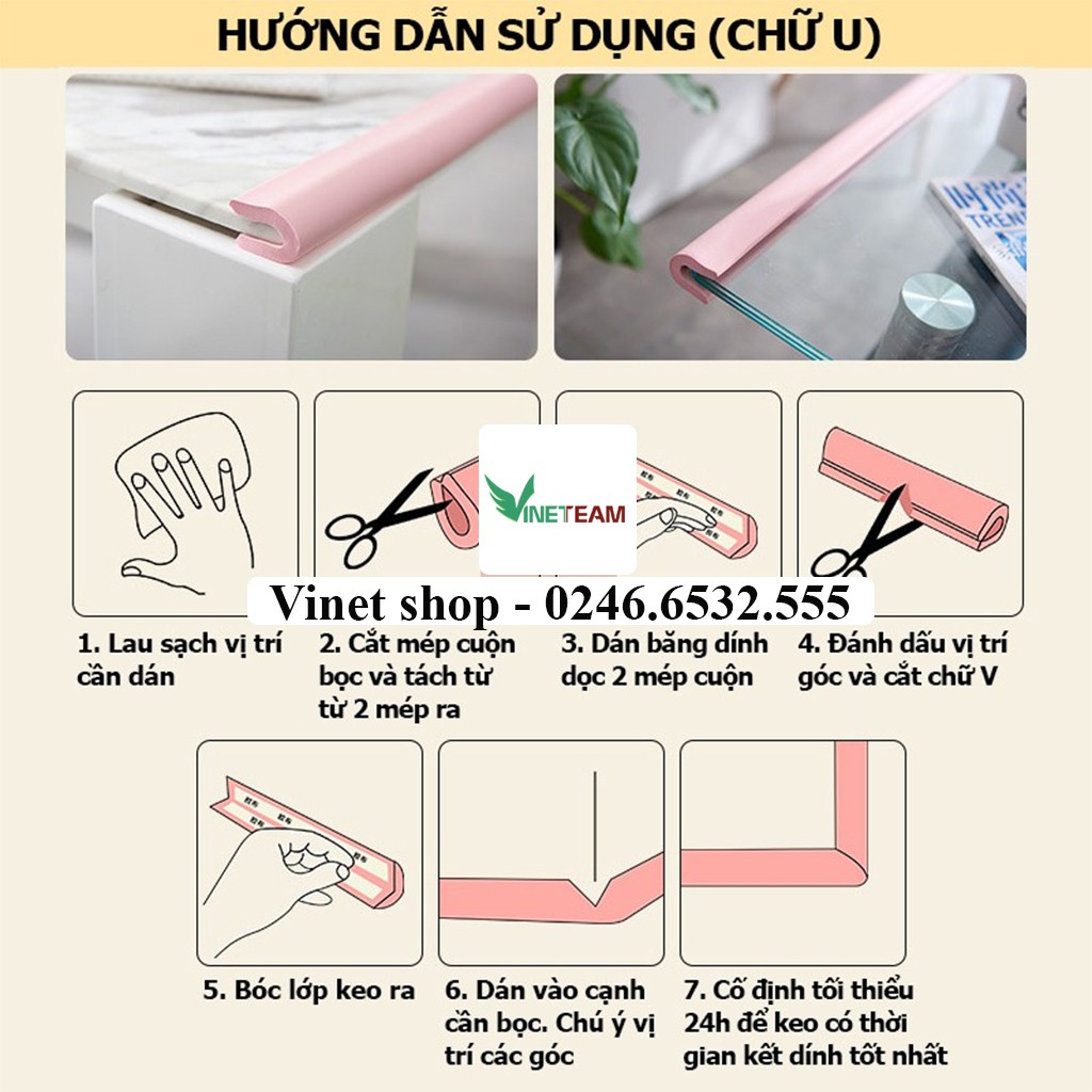 Cuộn Xốp Bọc Cạnh Bàn Hình Chữ L/ U/ W Dài 2M An Toàn Cho Bé - Dây Cao Su Nẹp Bịt Góc Bàn, Ghế, Tường, Tủ, Giường,...