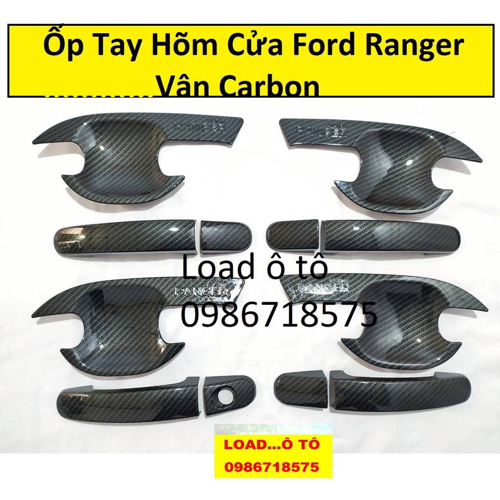 Ốp Tay Hõm, Nắp Xăng Ford Ranger 2022-2016 Vân Carbon cao Cấp
