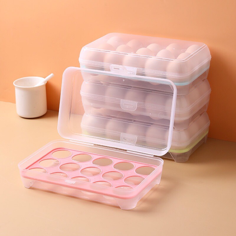 Hộp đựng trứng tủ lạnh 15 quả bằng nhựa cao cấp