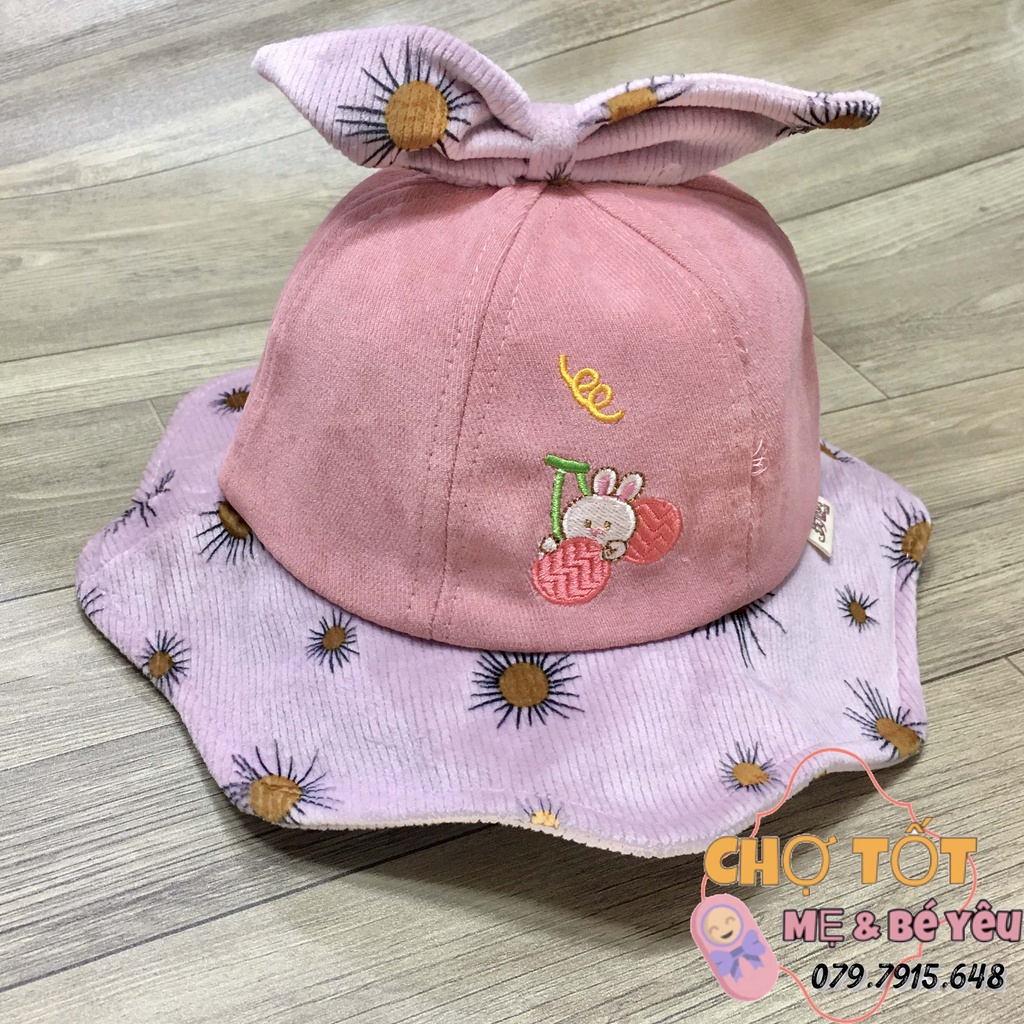 [ẢNH THẬT] Mũ, Nón Bèo Cho Bé Gái Vải Nhung Mềm (12-24 tháng)