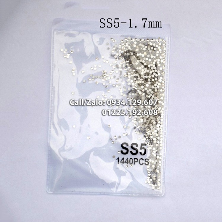 Bịch Hạt đá Pha lê Trắng AB nhiều size SS3 SS4 SS5 SS6 SS8 SS12 SS16