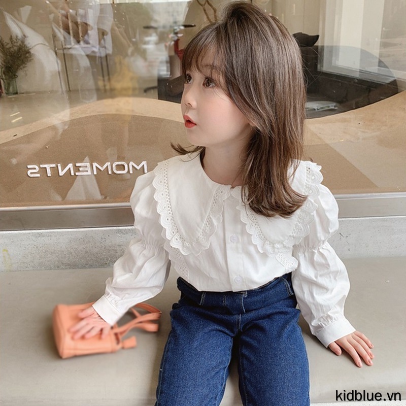 Áo Sơ Mi Tay Dài Cổ Búp Bê Thời Trang Xuân Thu Cho Bé Gái