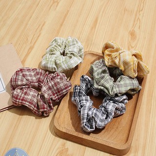 Cột tóc vải scrunchies họa tiết Caro đáng yêu phong cách tiểu thư SC001