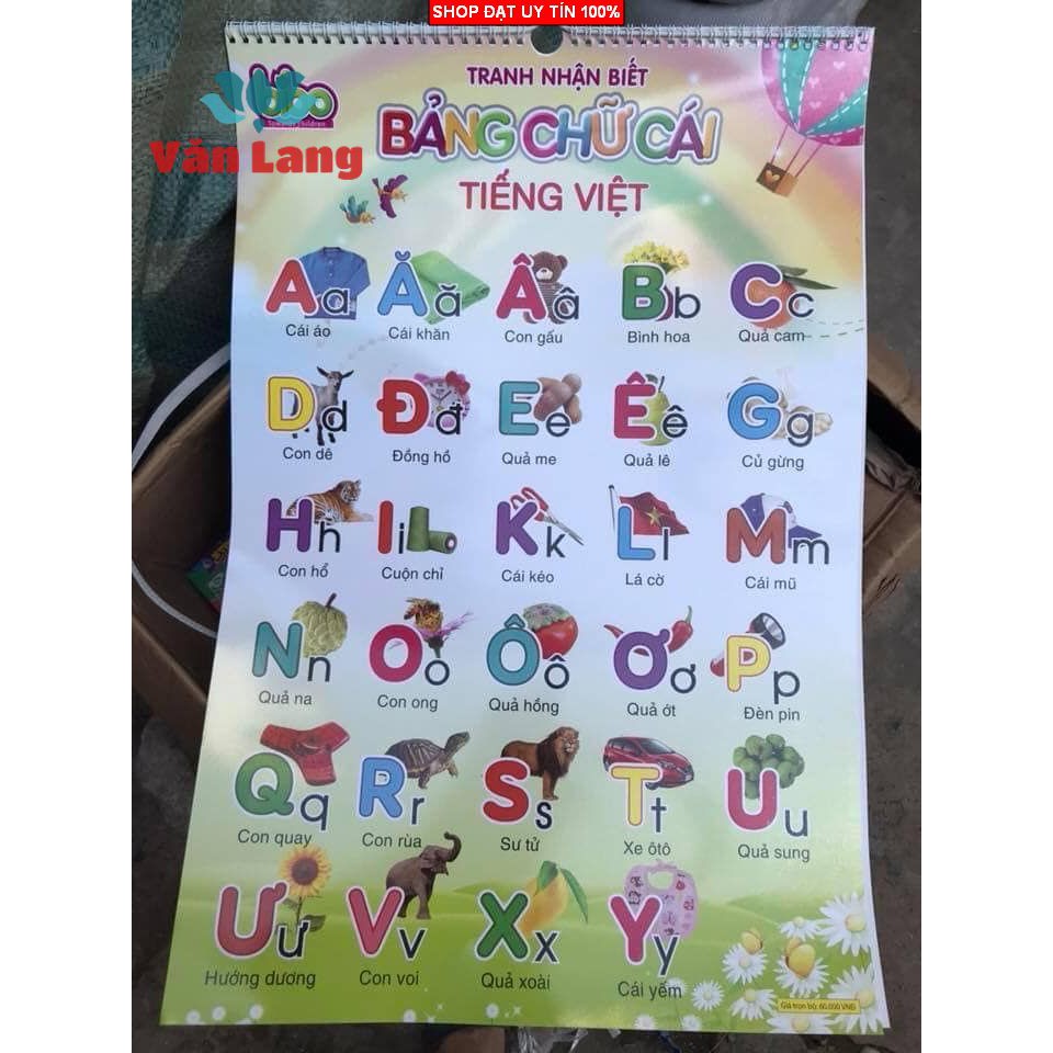 Bộ Tranh treo tường, Học song ngữ, học bảng chữ cái 12 Chủ đề kích thước 40 x 60 cm