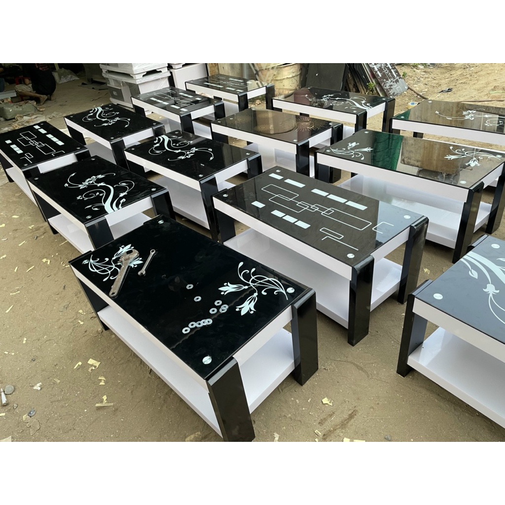 Bàn trà, sofa hình chữ nhật mặt kính cường lực, khung gỗ MDF BS03
