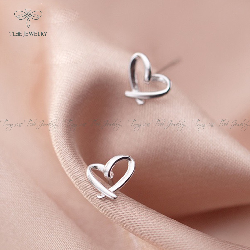 Khuyên tai bạc nữ TLEE trái tim đan chéo xinh xắn NCJ B0145