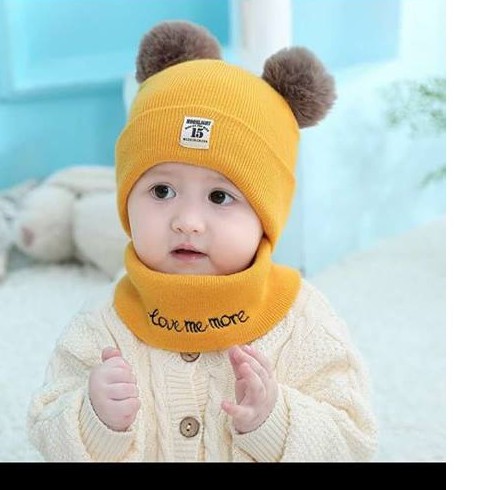 Bộ mũ và khăn len dễ thương baby cho bé loại 1