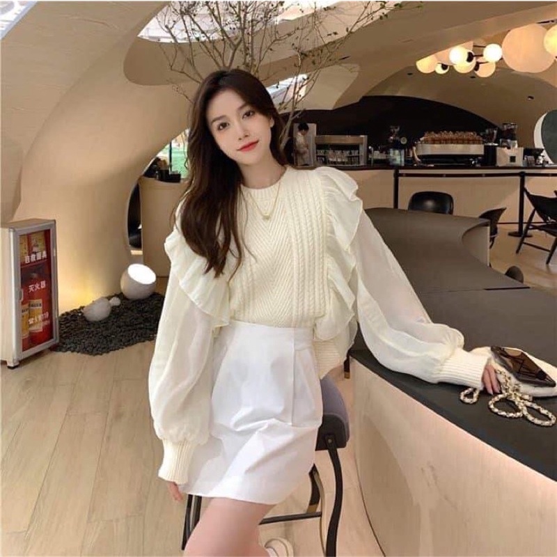 Áo len tay pha cánh rơi siêu xinh