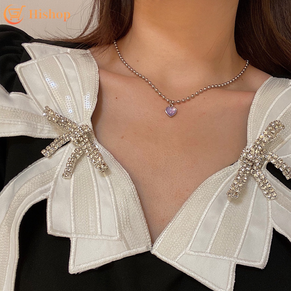 Vòng cổ Mặt Trái Tim Màu Tím Dễ Thương