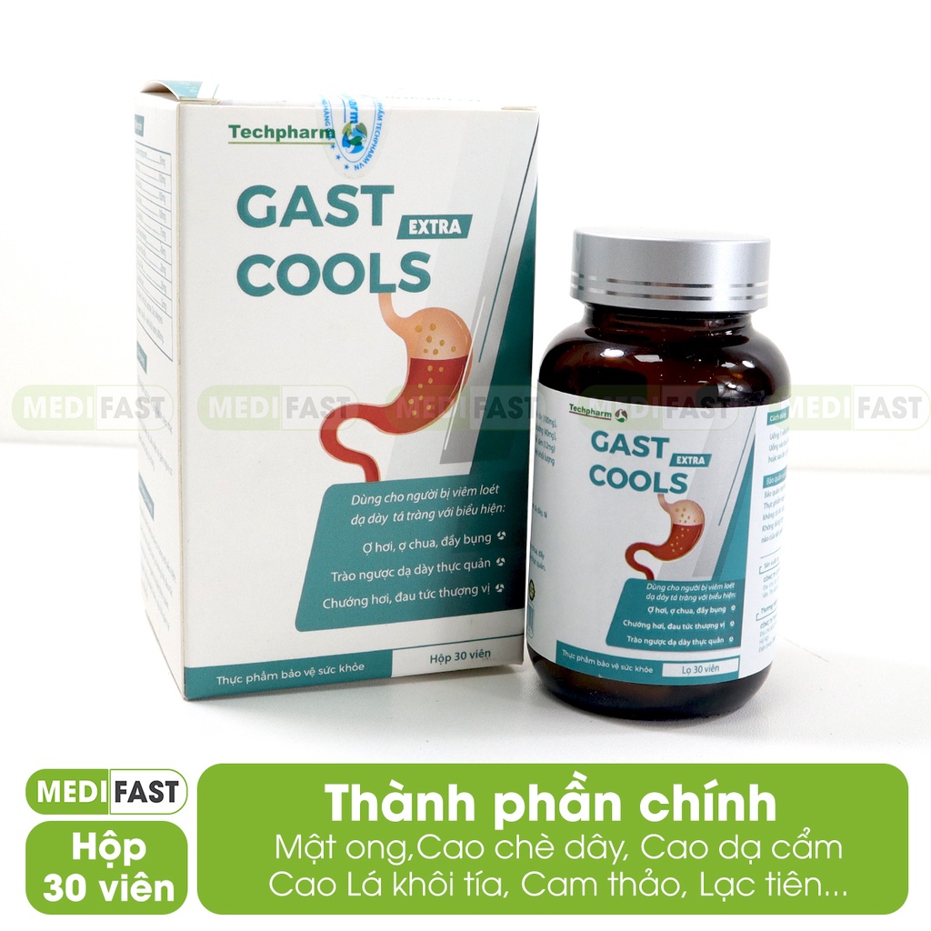 Viên uống giảm đau dạ dày GAST COOLS EXTRA - giảm đầy bụng, ợ chua, đầy hơi, trào ngược từ thảo dược - Hộp 30 viên