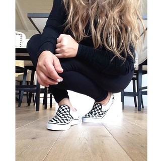 [FULL BOX] Giày lười Slip-On Checkerboard trắng đen