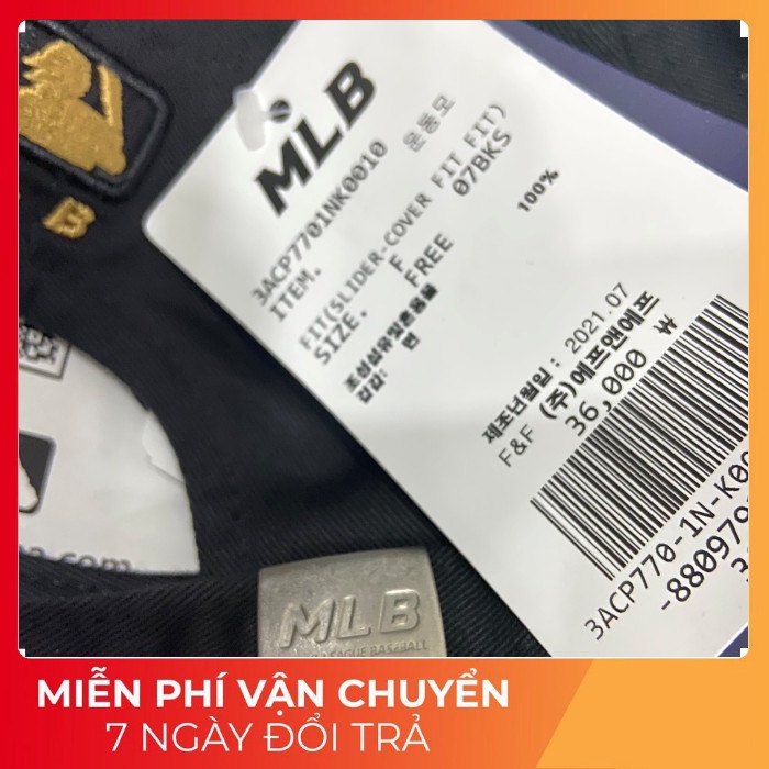 Mũ Nón M.L.B Logo NY LA Đen - Hàng Xuất Dư Gần Full