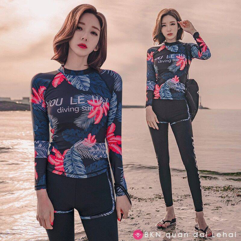 Bộ bơi Lehai dài tay CỰC CHẤT hàng cao cấp, tôn dáng, che khuyết điểm, thích hợp với mọi hoạt động dưới nước