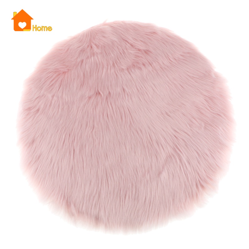 Đệm Ngồi Lông Cừu Giả Hình Tròn Dài 30cm Màu Trắng