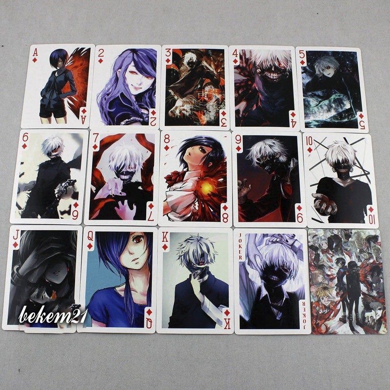 Bộ bài Tây anime tokyo ghoul, bộ tú poker ghost soul tokyo 54 lá in hình anime manga dễ thương độc đáo
