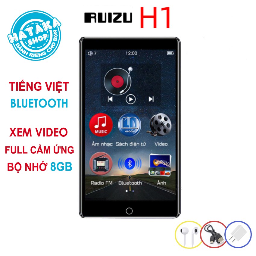 Máy Nghe Nhạc lossless Mp4 RUIZU H1 bluetooth FULL cảm ứng