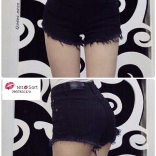 Short jean trắng đen lai rách kiểu