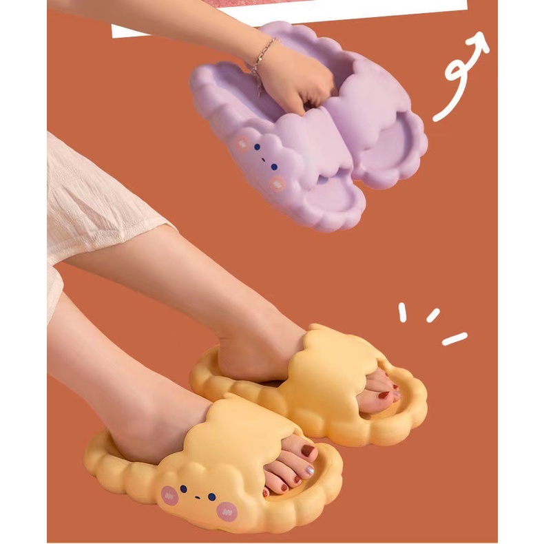 (Bán Buôn Sỉ) Dép bánh mì dép quai ngang hình mây siêu cute 2022