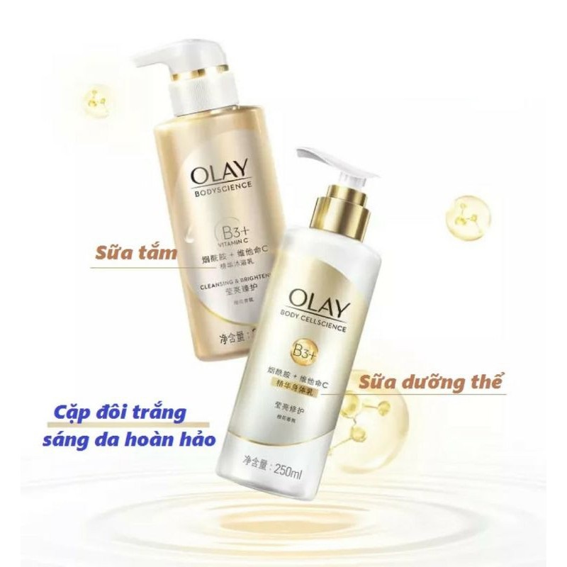 Sữa Tắm, Sữa Dưỡng Thể Kích Trắng Da OLAY B3 Whitening 500ml - Vitamin C Body Cellscience