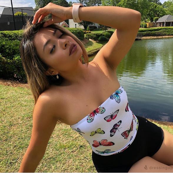 Áo ống in họa tiết bướm thời trang