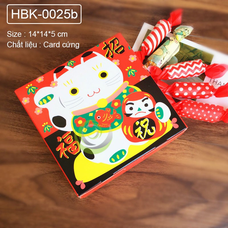 Hộp Bánh Kẹo Phong Cách Tết Nhật Hộp Hình Vuông HBK-0025 | BigBuy360 - bigbuy360.vn
