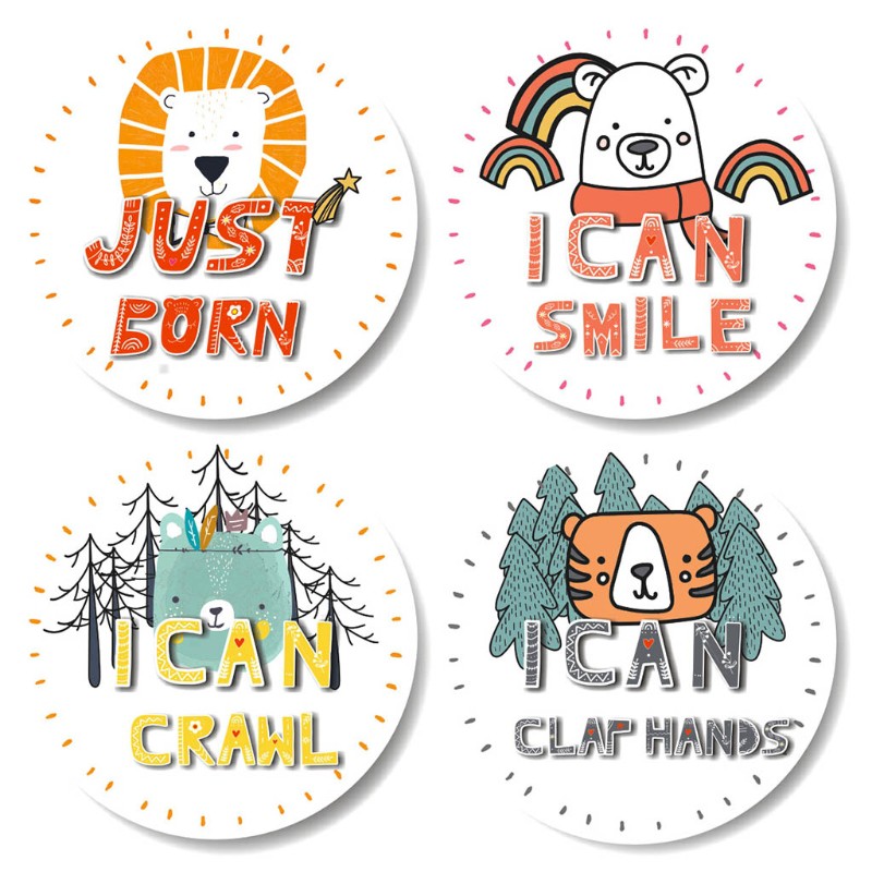 Bộ 12 Miếng Dán Sticker Trang Trí Hình Động Vật Ngộ Nghĩnh