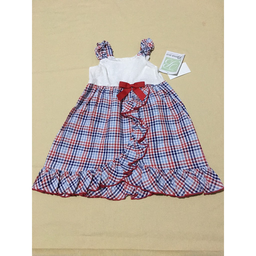 Đầm xòe công chúa hai dây thắt nơ hở lưng cotton bé gái size 4T,6X hiệu Bonnie jean hàng xách tay mỹ