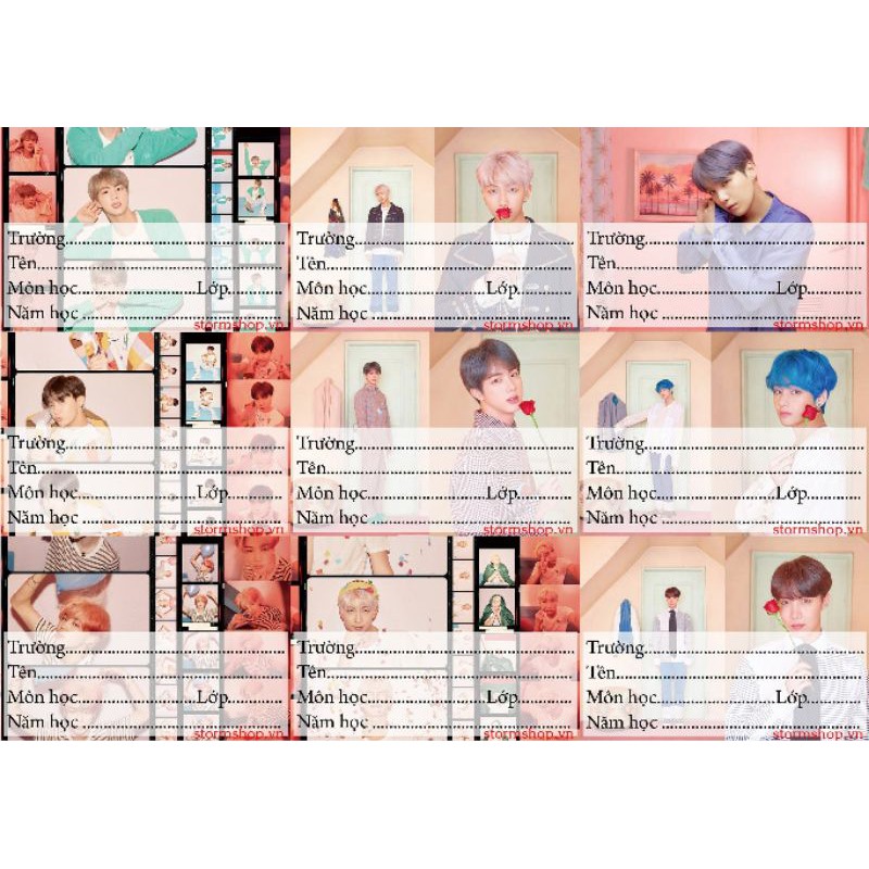 (nhiều mẫu) NHÃN VỞ TẬP ( NHÃN TÊN ) BTS persona - in theo yêu cầu