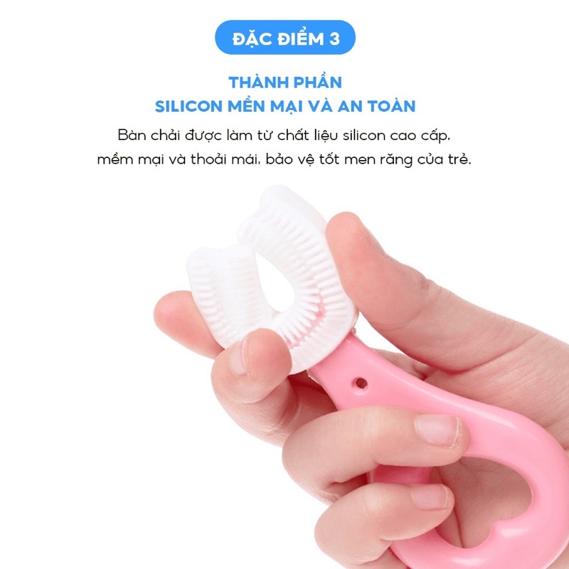 Bàn chải đánh răng chữ U | Midkid cho bé từ 2 tuổi, chải xoay 180 độ, massage răng, chất liệu mềm mại, an toàn