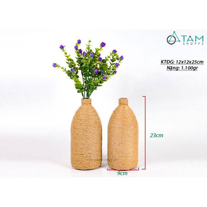 [QUẤN KĨ DÀY ĐẸP] Chai quấn dây dừa Handmade 1 lít