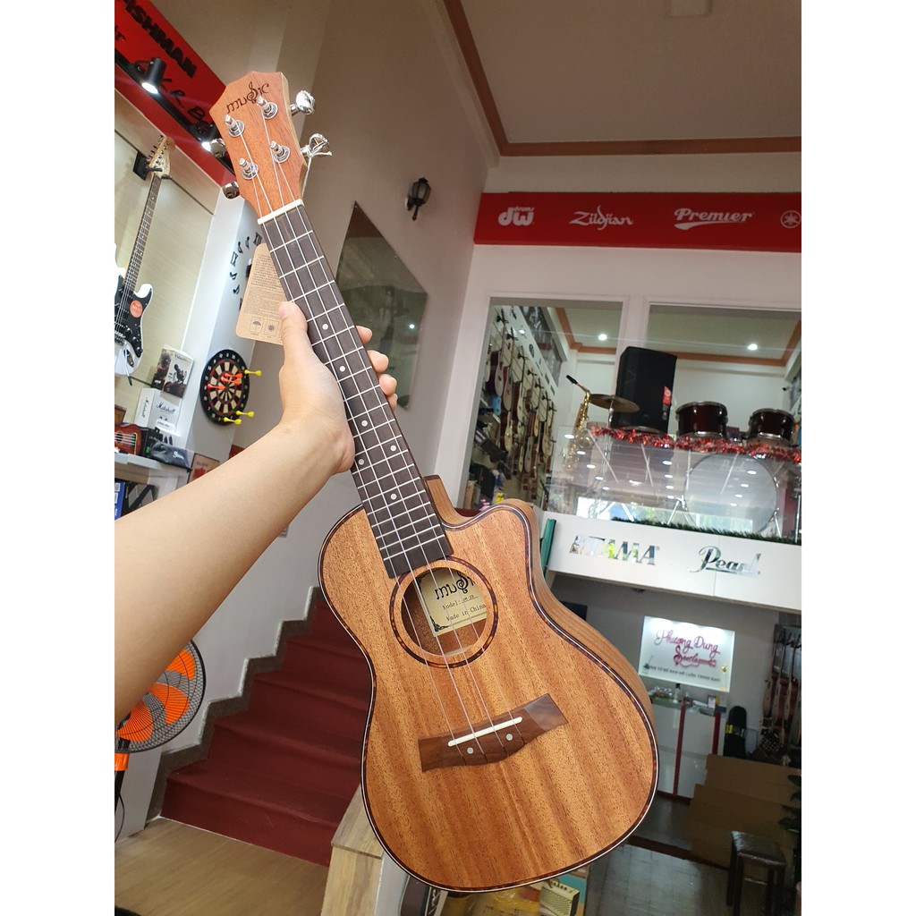 Đàn Ukulele Gỗ dáng khuyết chính hãng Music size Concert - Viền Khảm