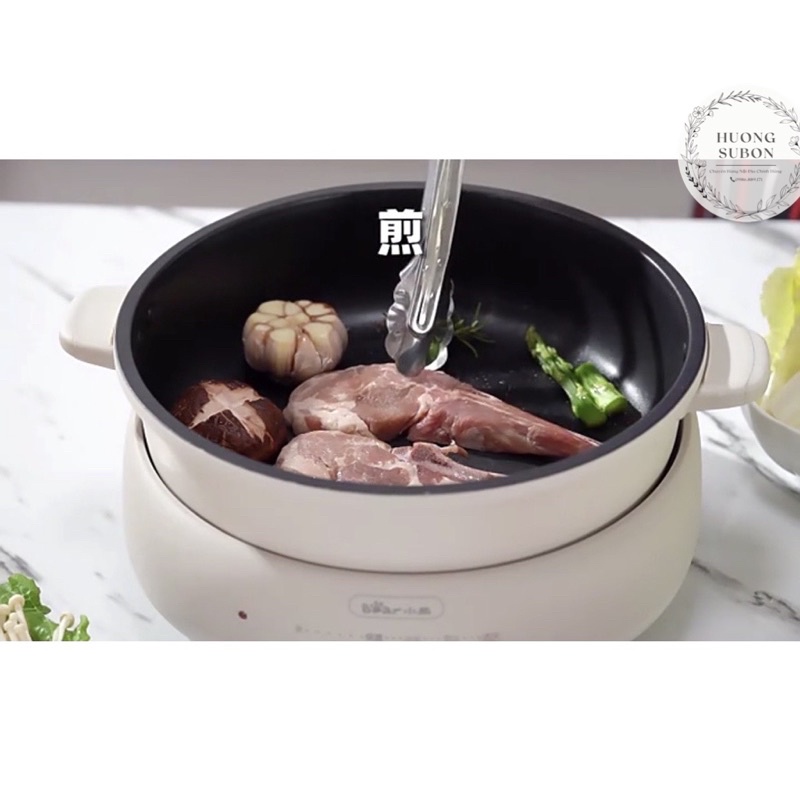 San Nồi lẩu nướng Bear 3 in 1 kèm hấp  chống dính đa năng